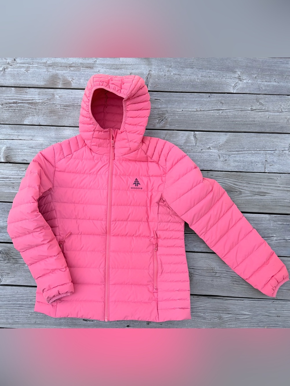 Woods Women's Bennington Midlayer Hooded Down Puffer Jacket, Coral